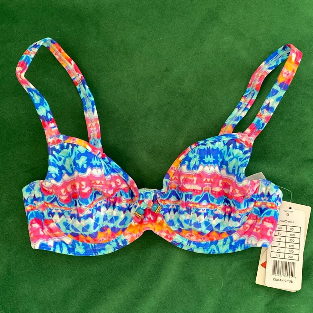 NWT colorful bikini top size 30D